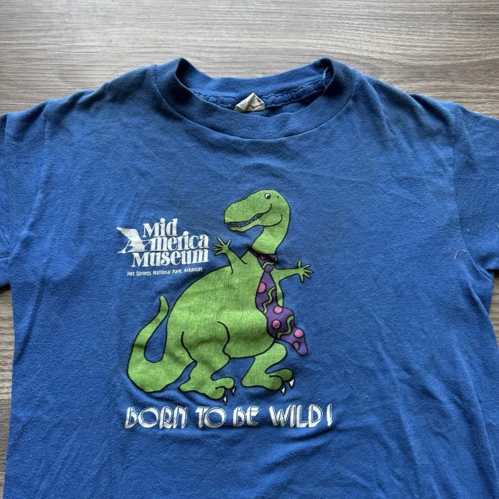 VTG 80s Mid America Museum Dinosaur Kids Youth T Shirt L USA Single Stitch Ched